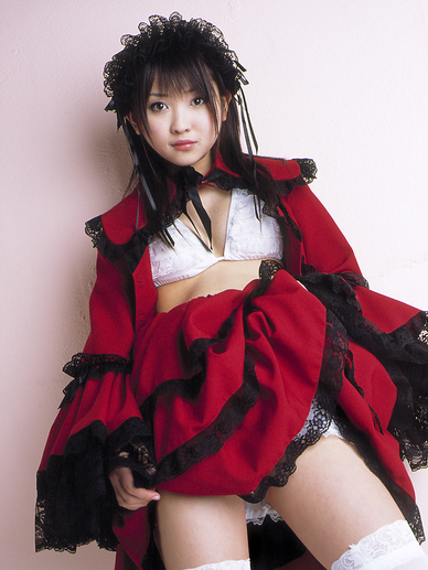 Yoshiko Suenaga Japanese Cute Idol Sexy Red Dress With