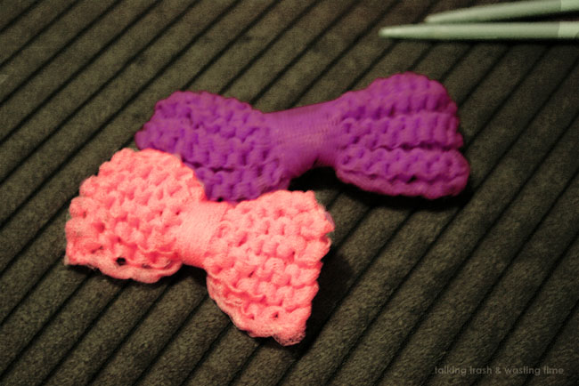 Knitting -  net pink & purple hairbows