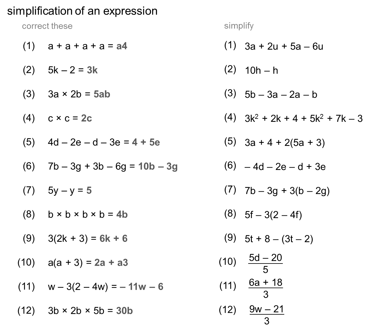 MEDIAN Don Steward mathematics teaching: algebraic simplification