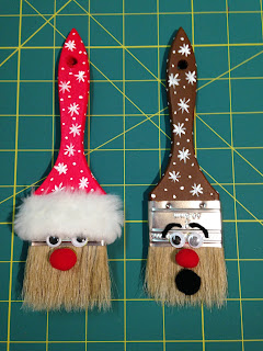 In The Garden with Claire: Santa and Rudy Painted Paintbrush Ornaments