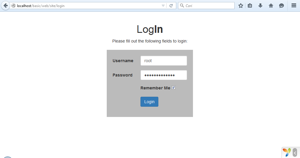 Bayu Abdillah Membuat layout login YII2