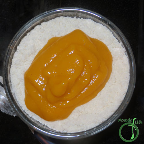 Morsels of Life - Mango Cupcakes Step 4 - Mix in mango puree.
