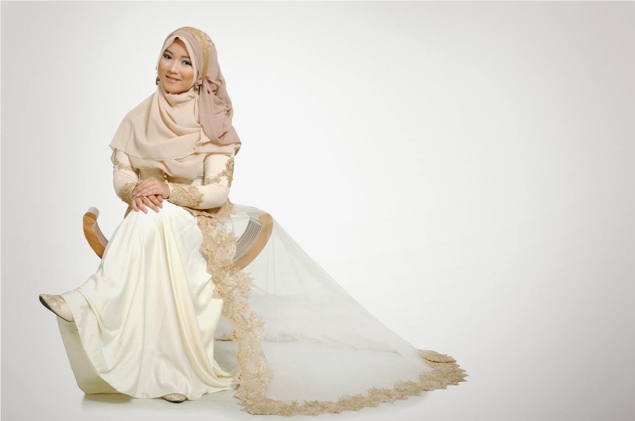 baju akad nikah syari sederhana model cape