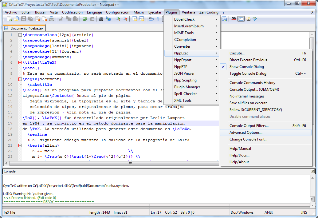 Apuntes sobre desarrollo de software y más: LaTeX y Notepad++ ...
