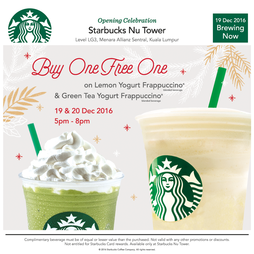 Starbucks Buy 1 Free 1 Frappuccino Promotion Nu Tower 5PM 8PM 19 starbucks-buy-1-free-1-frappuccino-promotion-nu-tower-5pm-8pm-19
