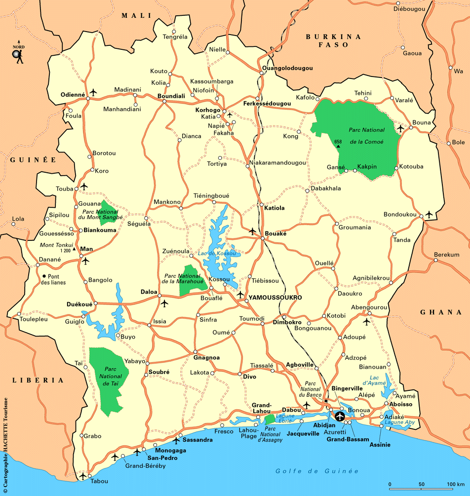 CÔTE D'IVOIRE - GEOGRAPHICAL MAPS OF CÔTE D'IVOIRE ~ Klima Naturali™