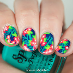 neon tropical nail art