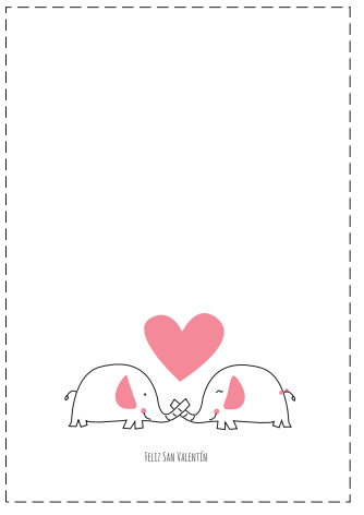 tarjeta Feliz San Valentí­n pareja elefantes y corazón