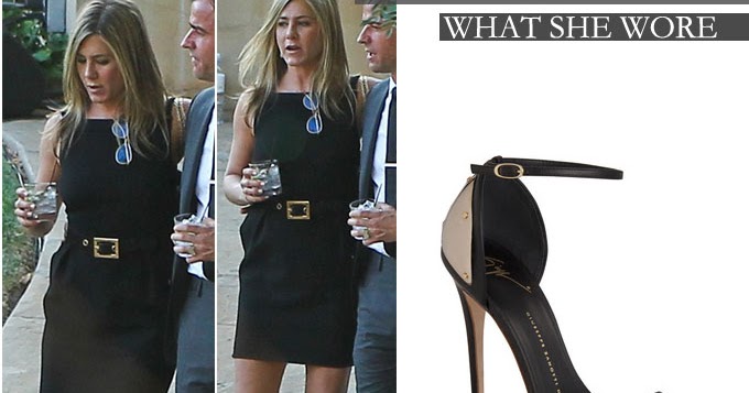 WHAT SHE WORE: Jennifer Aniston in little black dress and black strappy ...