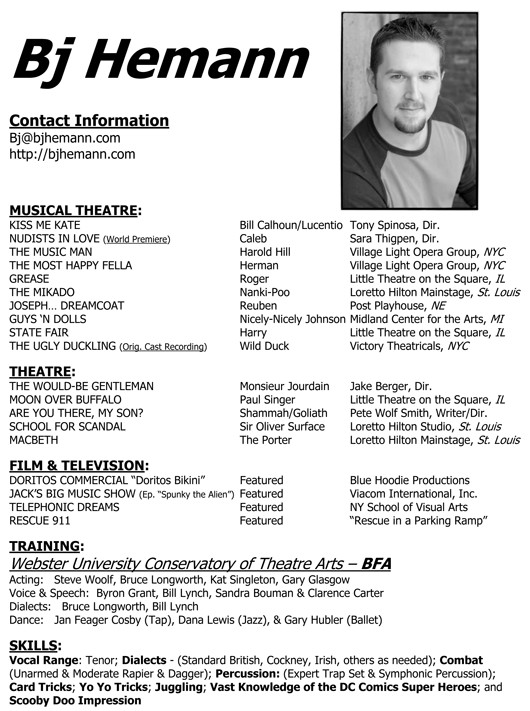 Acting modeling resume templates