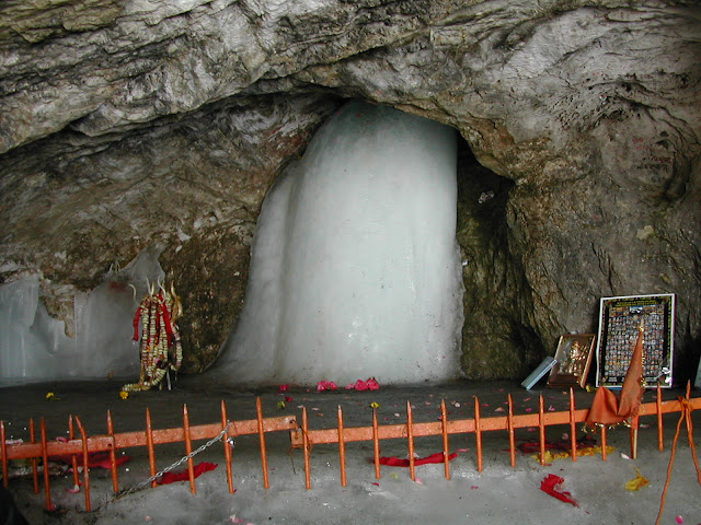 Naturally formed Ice Shivling inside Amarnath Cave