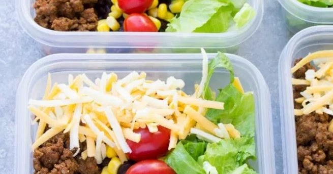 Meal Prep Taco Salad Lunch Bowls #healthy #diet