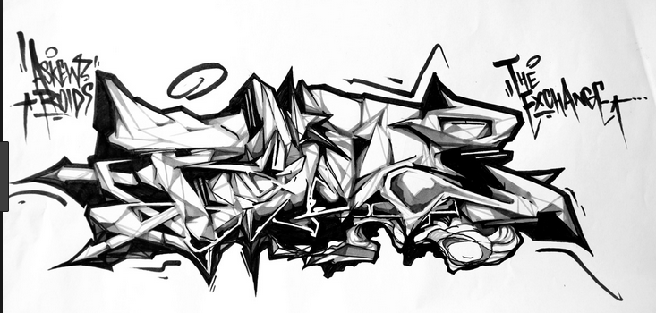 50+ Gambar Grafiti Hitam Putih di Kertas Keren | Grafiti Gambar