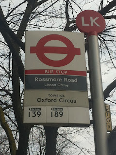 Bus stop on Rossmore Road, London NW1