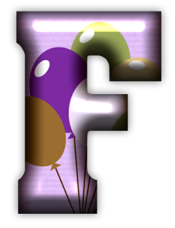 Abecedario Morado con Globos. Purple Alphabet with Balloons. 