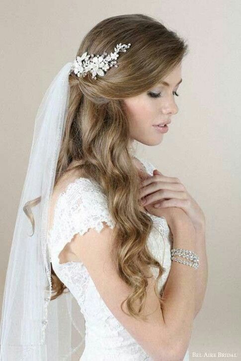 half up half down wedding hair with veil CineHub