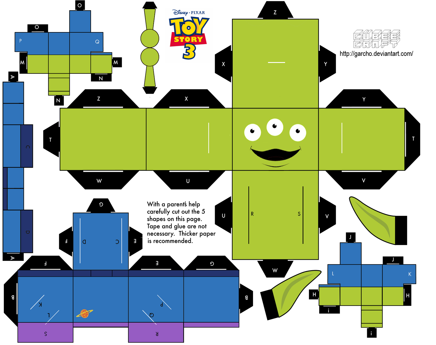 Cubeecraft Templates Papercraft Alien Toy Story ตุ๊กตากระดาษ งาน