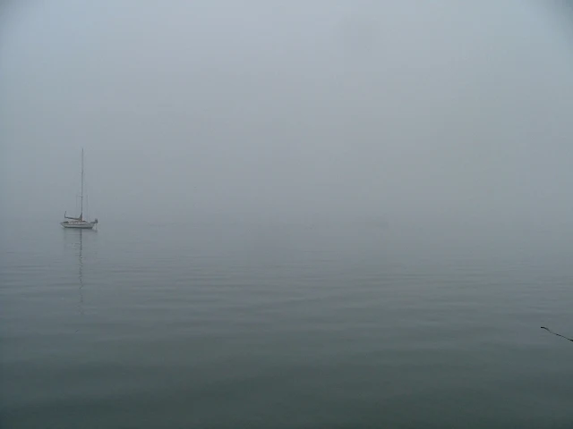 San Juan Islands fog hiding a ferry