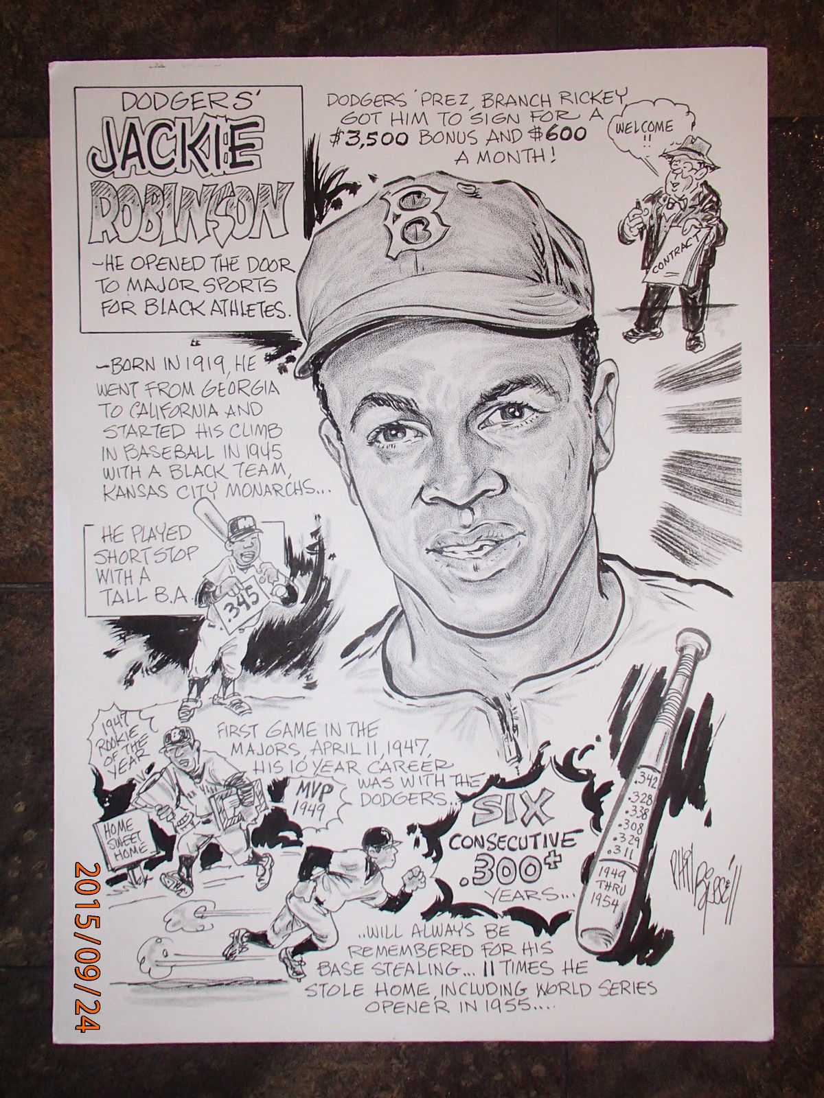 Dodgers Blue Heaven: Nifty Jackie Robinson Drawings on eBay