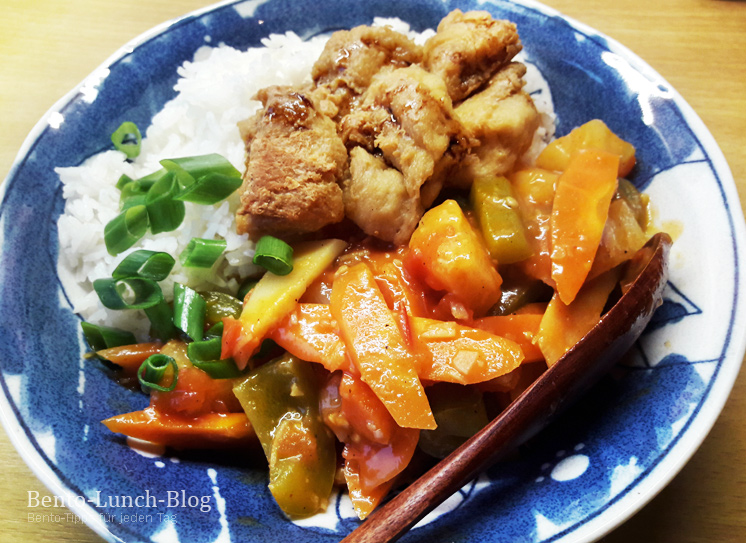 Bento Lunch Blog: Rezept: Süßsauer Gemüsepfanne mit Veggie-Huhn