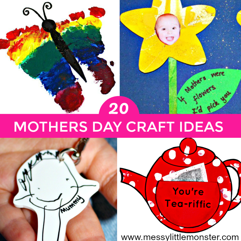 20 Mother's Day craft ideas for kids to make. Toddlers, preschoolers and older kids will love making these easy Mother's Day cards and homemade gifts.