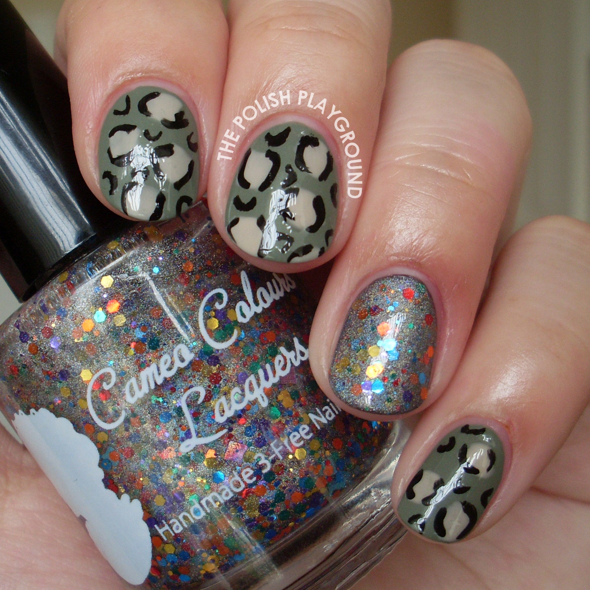Camouflage Colored Leopard Print Nail Art