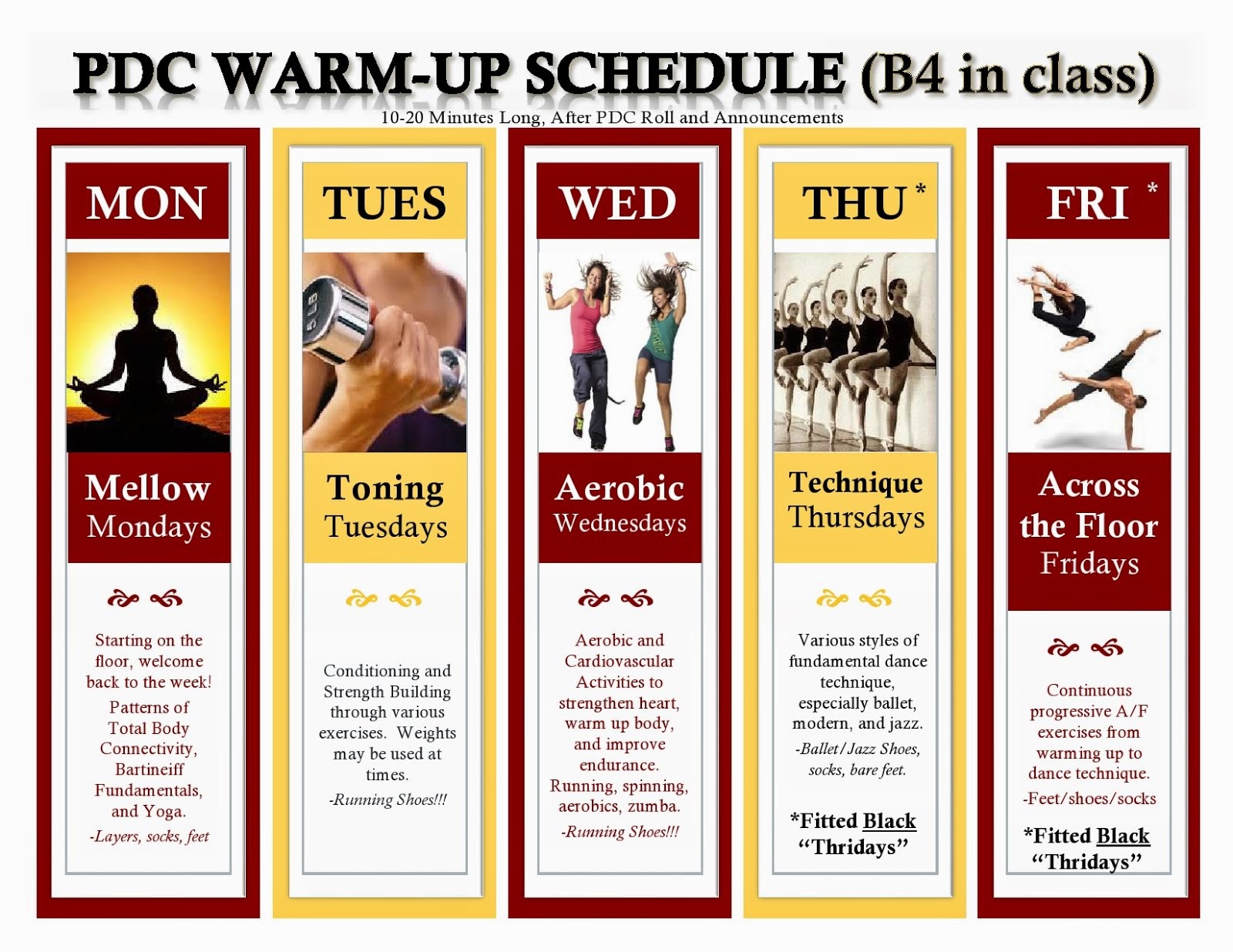 PDC Warm-Up Schedule