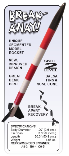 Odd'l Rockets Break Away Model Rocket with "Break-Apart" Recovery 