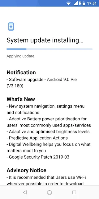 Nokia 3.1 receiving Android Pie