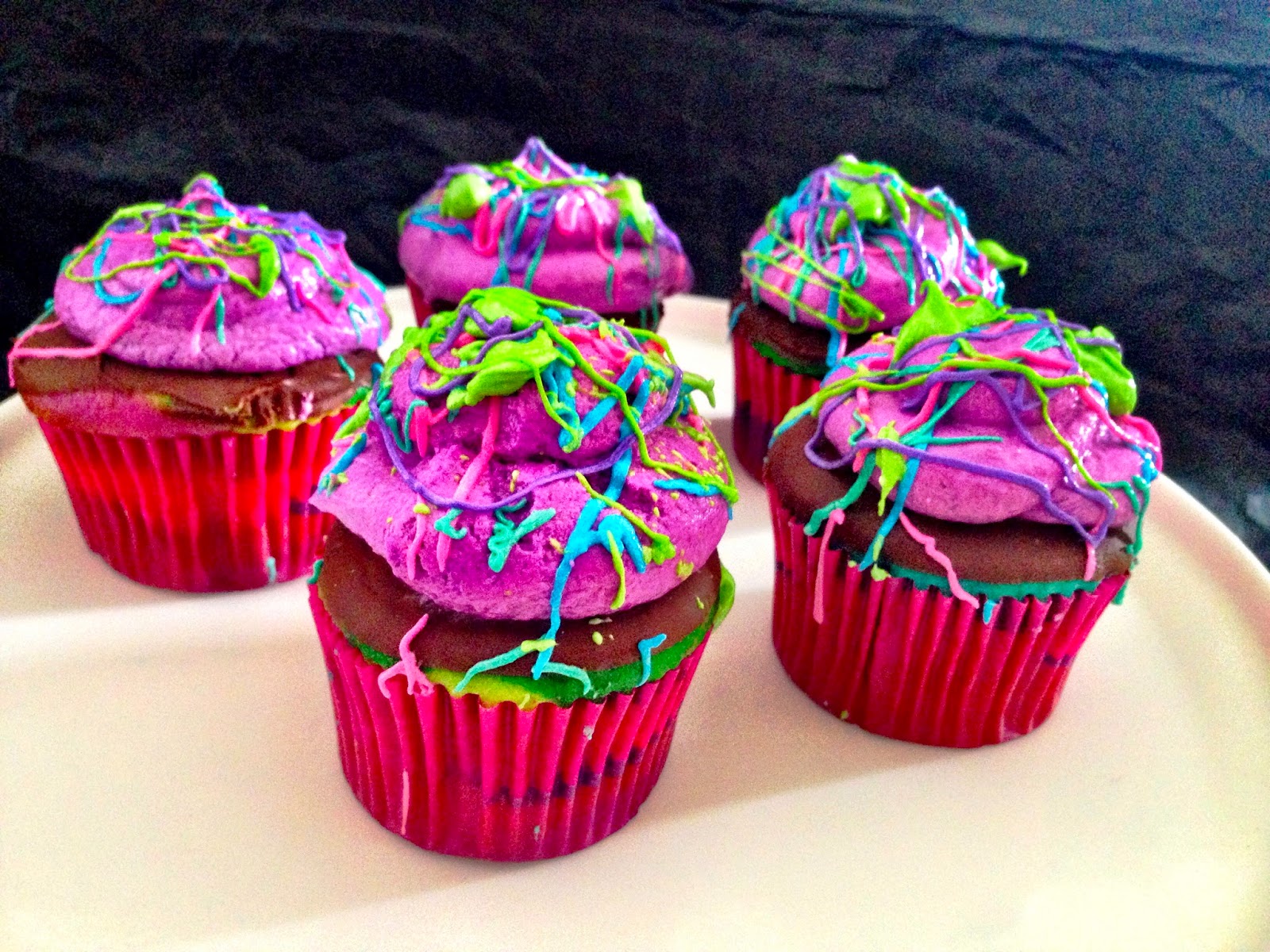 Lust At First Bite Neon Paint Splatter Cupcakes