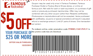 Famous Footwear: Get $5 off a $25 Purchase w/ Coupon or Promo Code (Exp