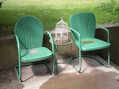 Green garden chairs