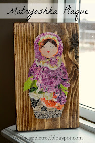 Matryoshka Plaque made with magazine cut outs, Over The Apple Tree