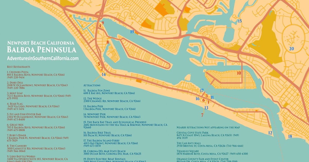 The Best of Balboa Peninsula in Newport Beach Printable Map