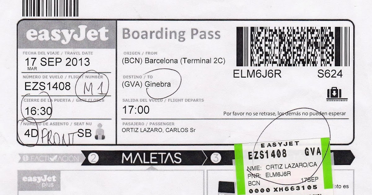 The traveler's drawer EASYJET. Electronic boarding pass for the flight