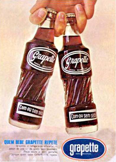 Propaganda do refrigerante Grapette nos anos 60. Bebida de sucesso sabor uva.