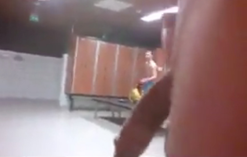 My Own Private Locker Room Flashing Stroking Big Cock In