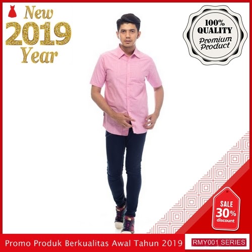 RMY110A28 Ar89 Kemeja Polos Katun Keren Pink Trendy BMGShop