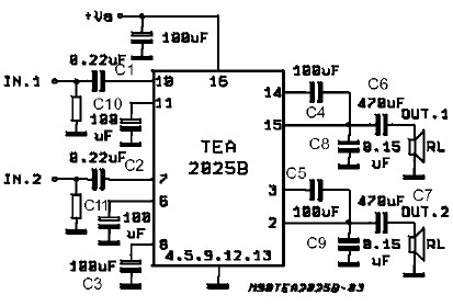 Electronik & Computer Tips.: TEA2025B bassed amplifier circuit and