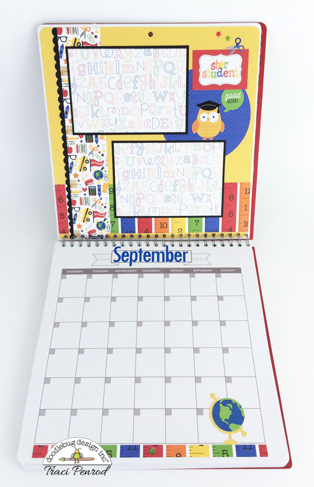 School Handmade Scrapbook Calendar with Doodlebug Designs