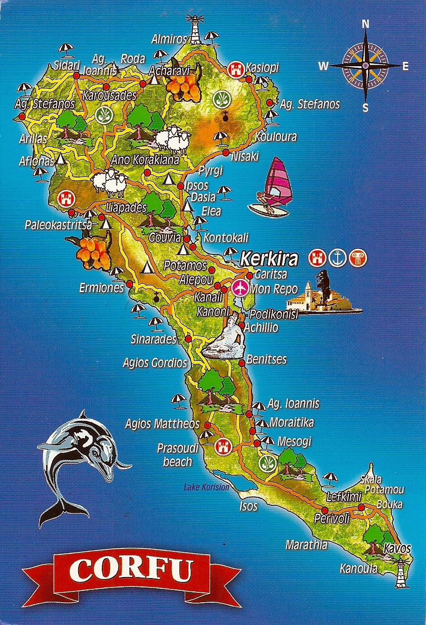 Detailed Map Corfu Greece
