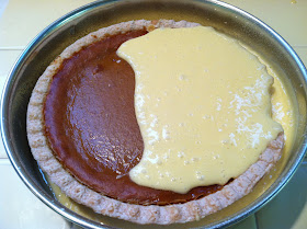 Cherpumple pumpkin pie in yellow batter
