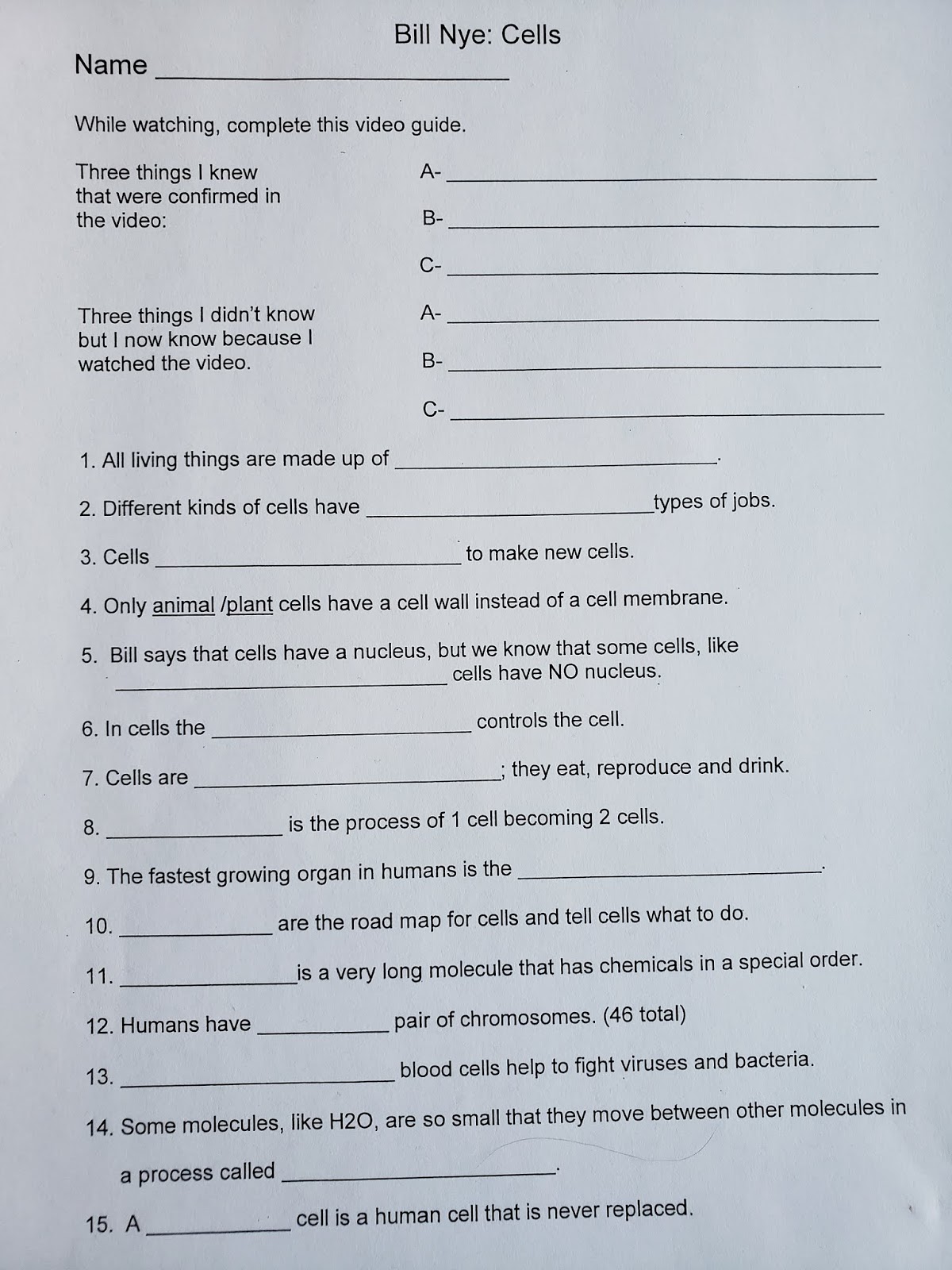 Mrs Counts 7th Grade Science Class September 2018