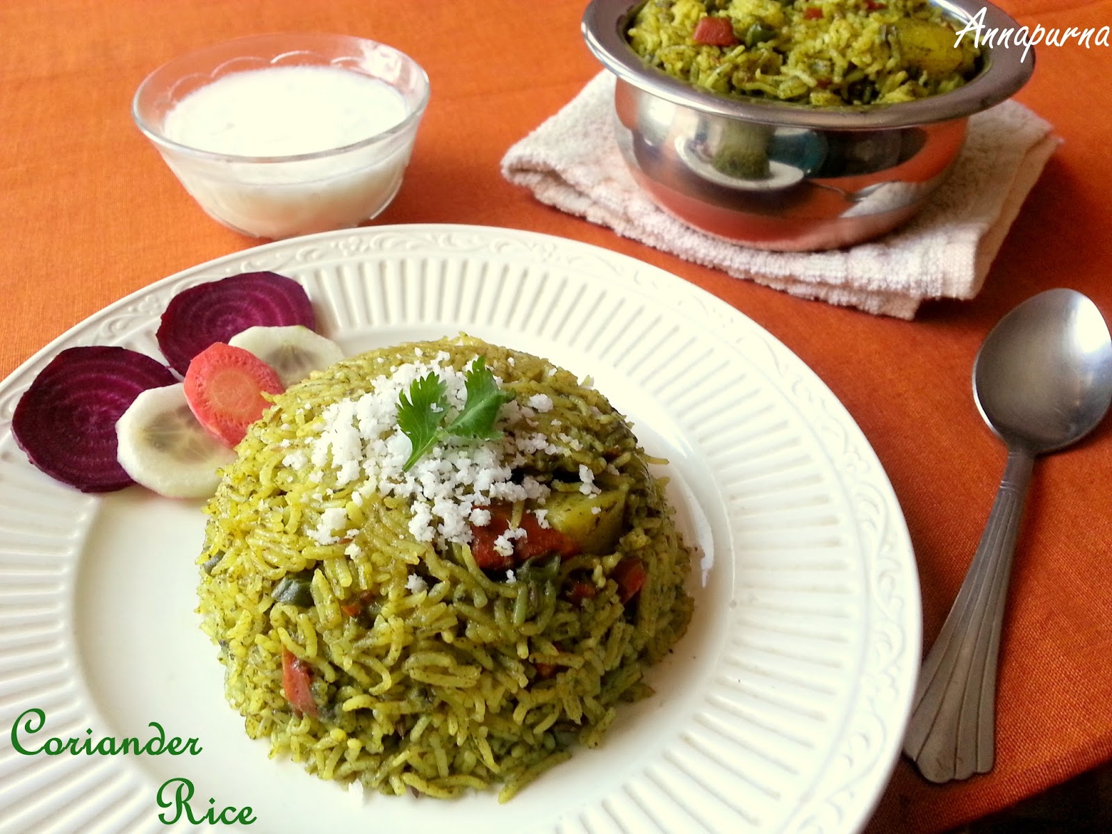 Annapurna Coriander Rice / Cilantro Rice Recipe