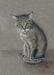 http://www.ebay.com/itm/KMCoriginals-Gray-Cat-sitting-in-pie-tin-feline-kitty-original-4-5x6-pastel-art-/310803493268?pt=Art_Drawings&hash=item485d54f194