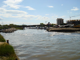The Fiume Rubicone - the Rubicon river - as it looks today  near the point where it enters the sea at Cesenatico