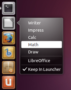 ibreOffice Launcher Quicklist Ubuntu 11.04