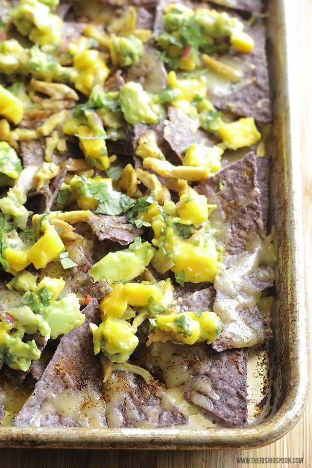 Chicken Nachos with Mango Avocado Salsa The Rising Spoon
