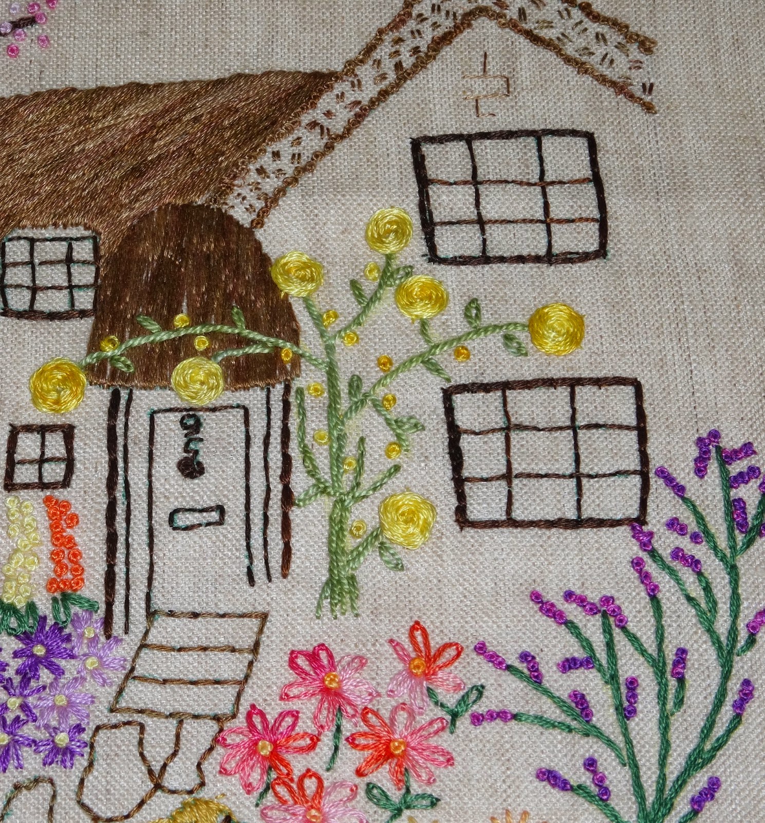 Emily's Cupboard Cottage Garden Embroidery finally finished!