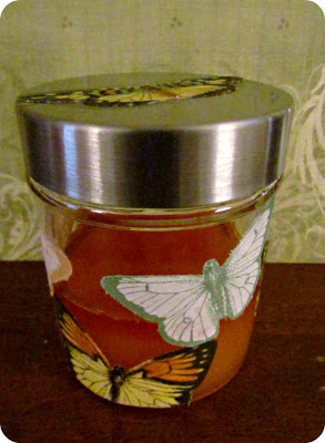 natural hand scrub, carotino oil scrub, butterfly container, butterflies, mod podge